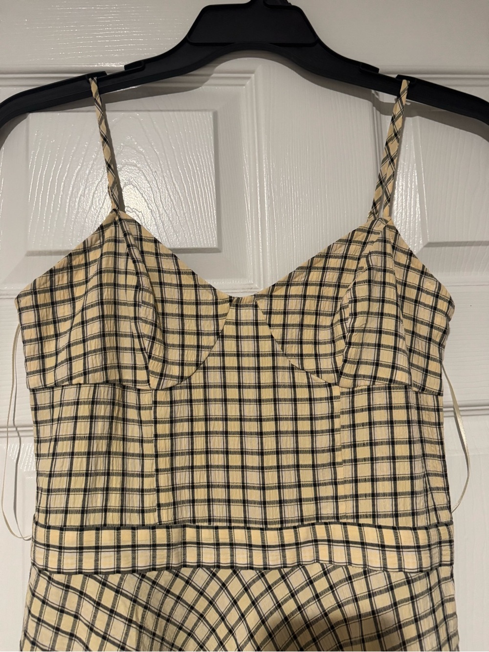 Zara Yellow Checked Maxi Dress with Navy Grid - Picture 5 of 8